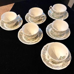 Johnson Brothers England “Merry Christmas”, set of 6 Teacups & Saucers